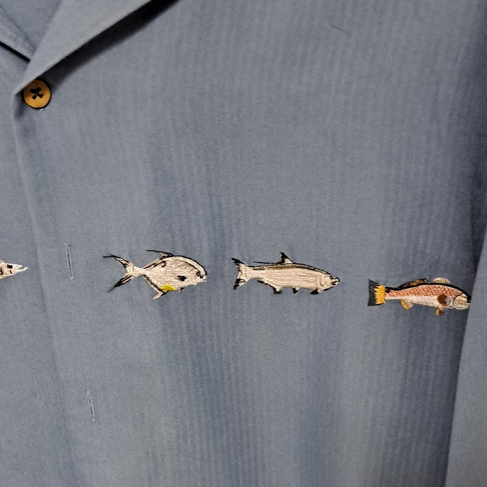 Hook & Tackle Men's Blue Fish Pattern Shirt - Picture 3 of 4